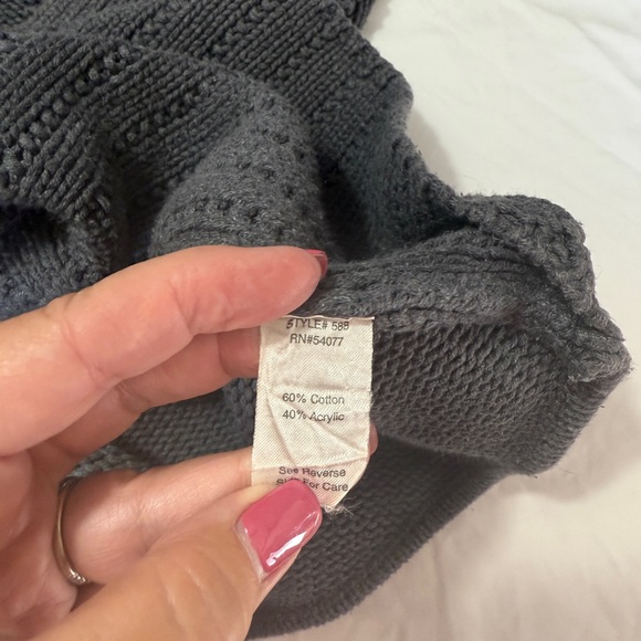 Cabi Gray Long Knit Cardigan Sweater Coat Women’s M | Button Front Pockets - Picture 6 of 7